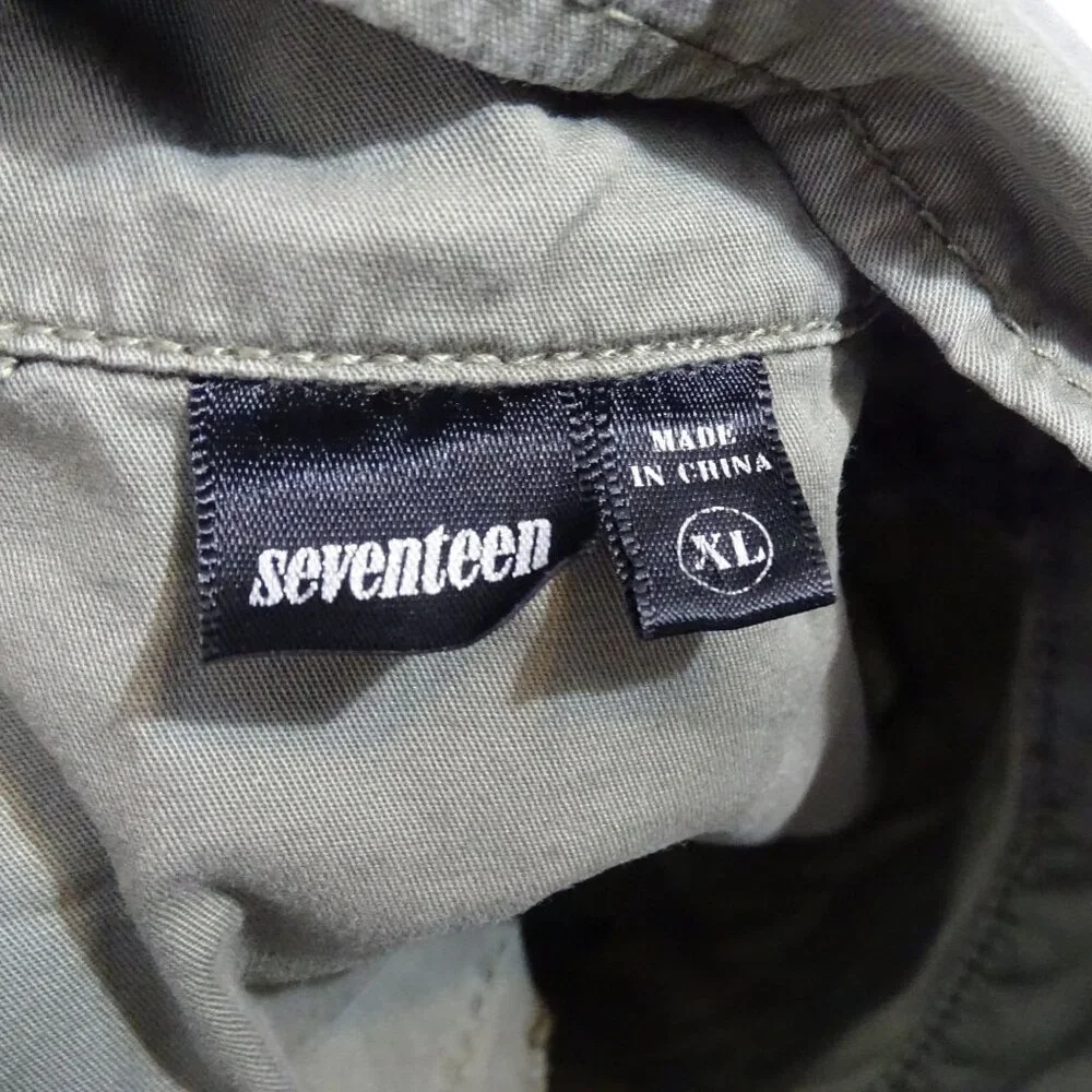 Seventeen Green Utility Jacket Juniors Size XL Cinch Waist Military Y2K Grunge
